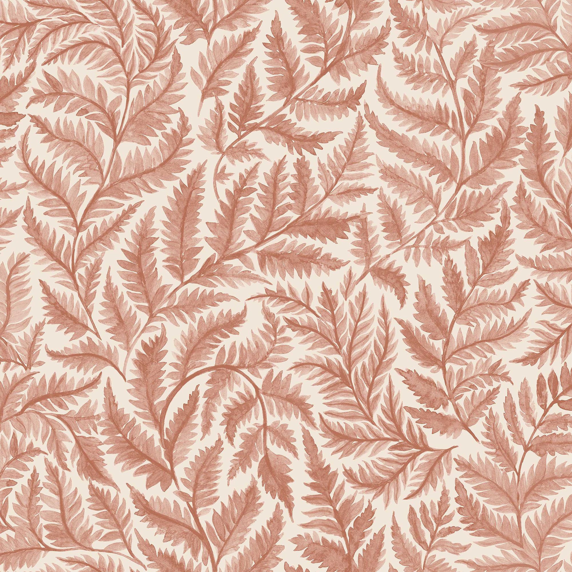 7791 Ferns Light Red and Beige Adorn Wallpaper by Boråstapeter