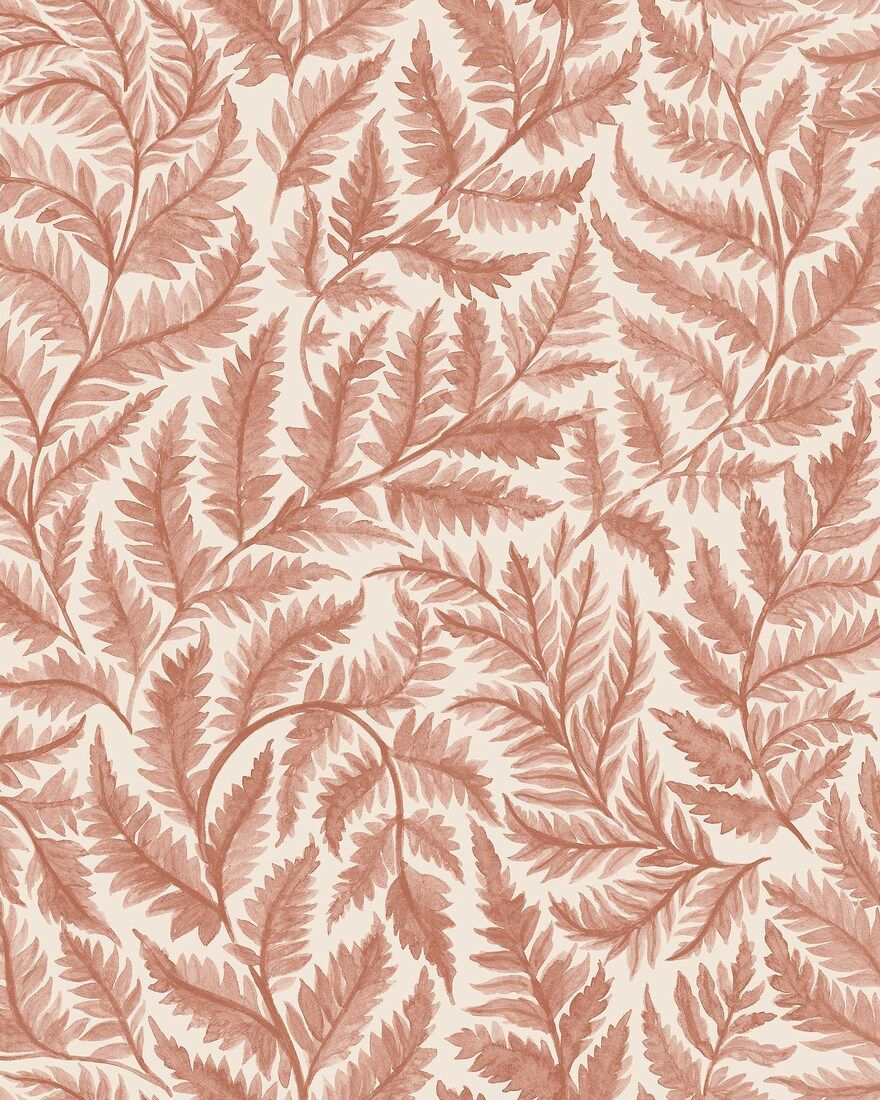 7791 Ferns Light Red and Beige Adorn Wallpaper by Boråstapeter