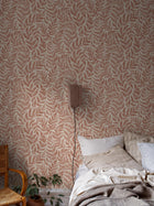 7791 Ferns Light Red and Beige Adorn Wallpaper by Boråstapeter
