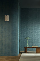Irisor Teal Blue/Doré Le Velours 3 Wallpaper by Casamance
