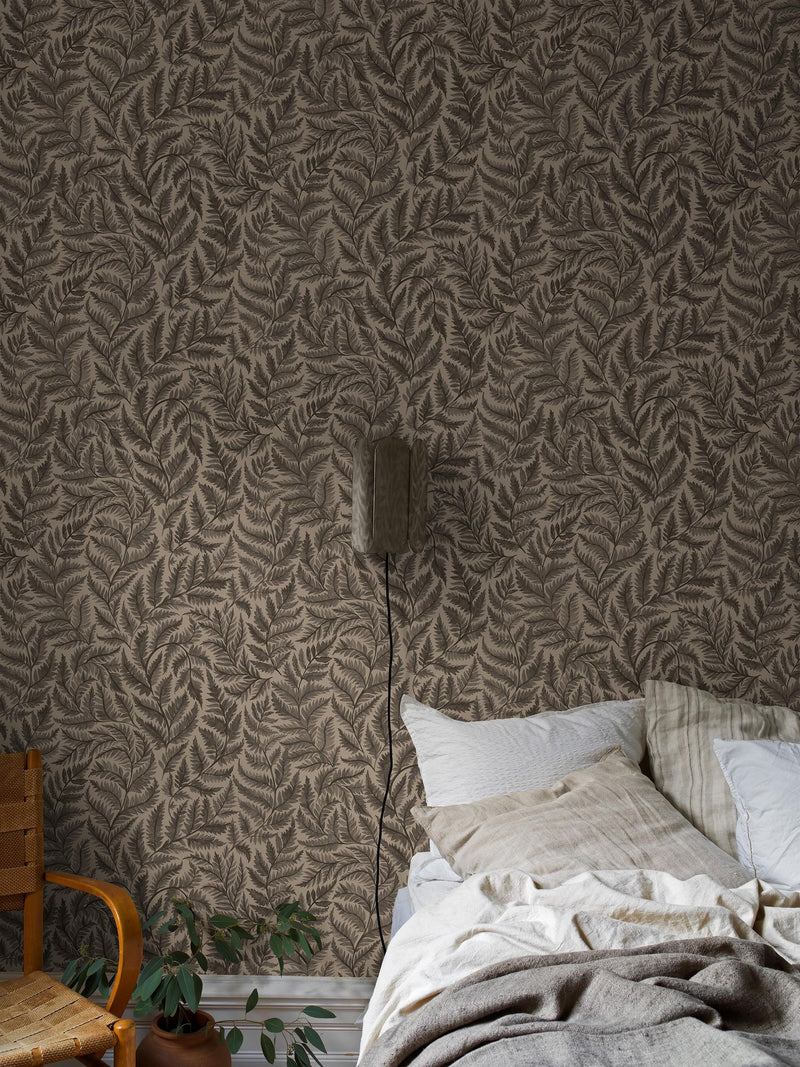 7793 Ferns Black and Brown Adorn Wallpaper by Boråstapeter