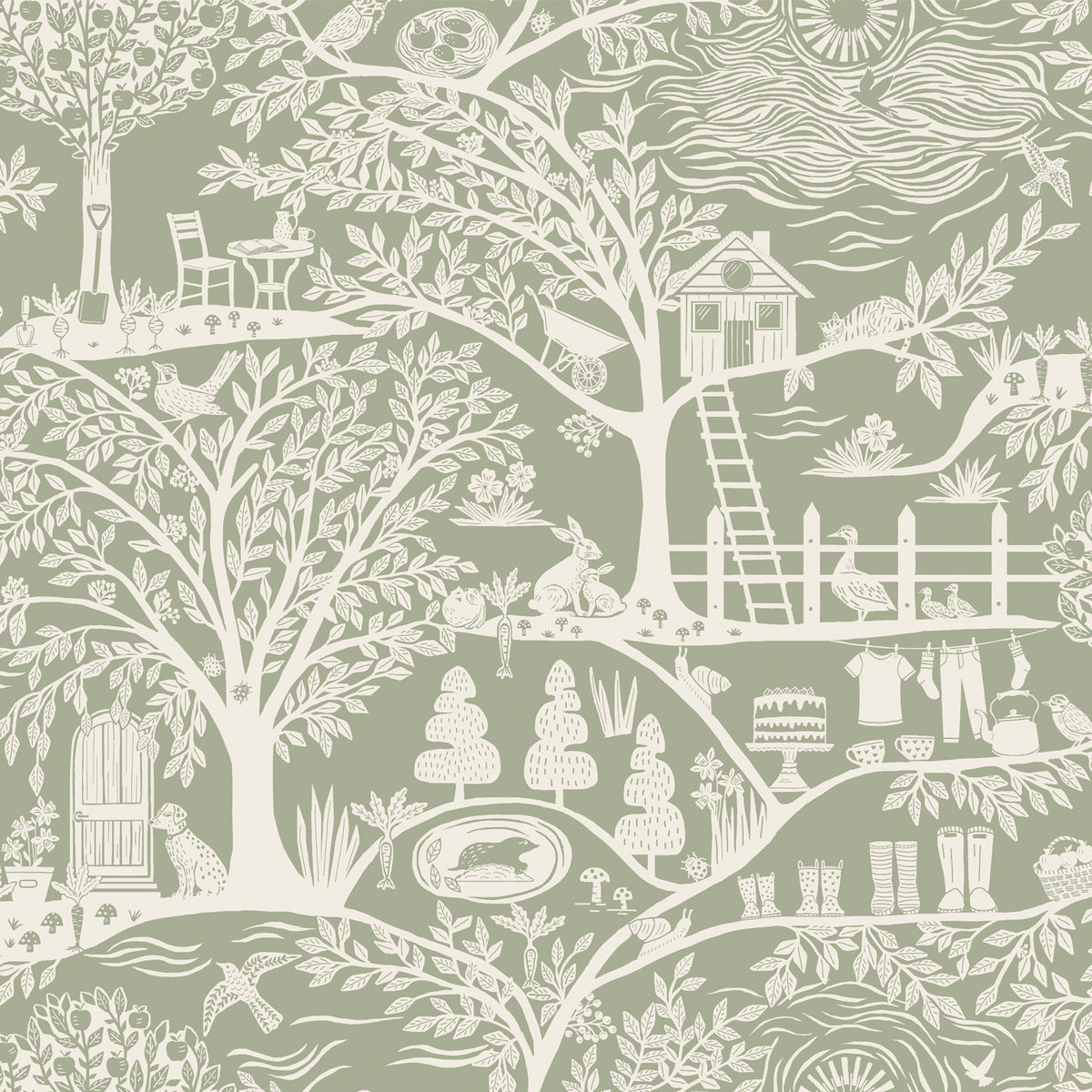 Homegrown Green Moda Wallpaper by Belgravia