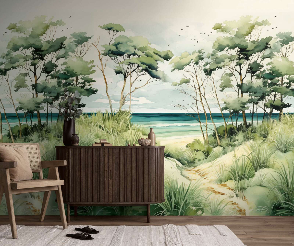 781231 The Wall 4 Blue, Multi-Colour & Green Mural by A S Creation