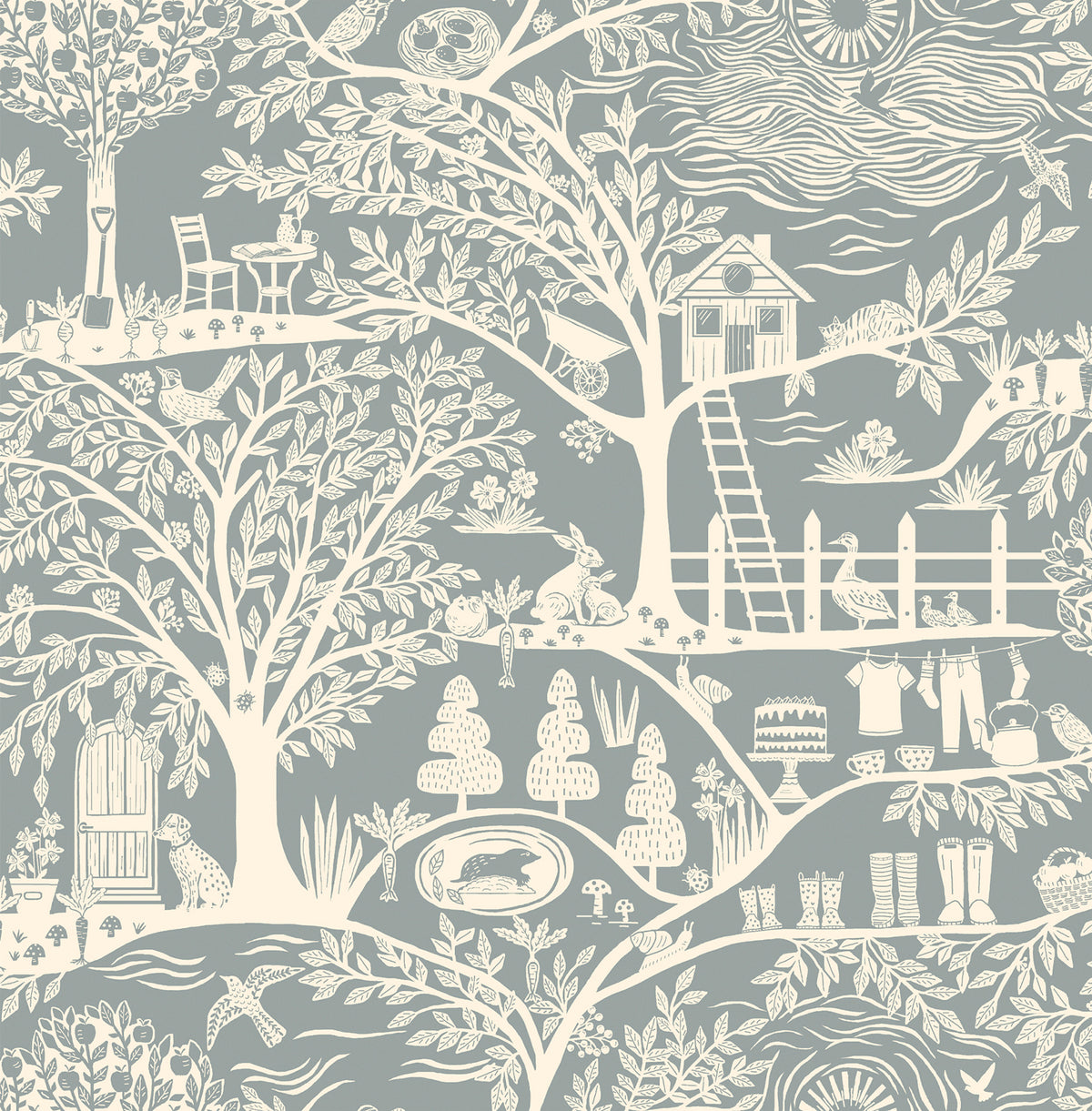Homegrown Blue Moda Wallpaper by Belgravia