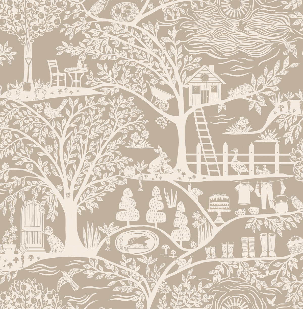 Homegrown Beige Moda Wallpaper by Belgravia