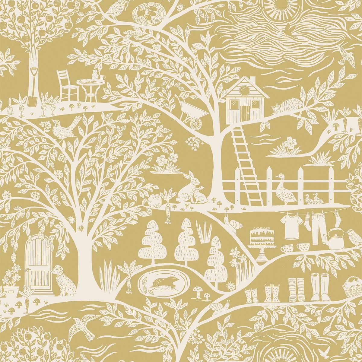 Homegrown Yellow Moda Wallpaper by Belgravia