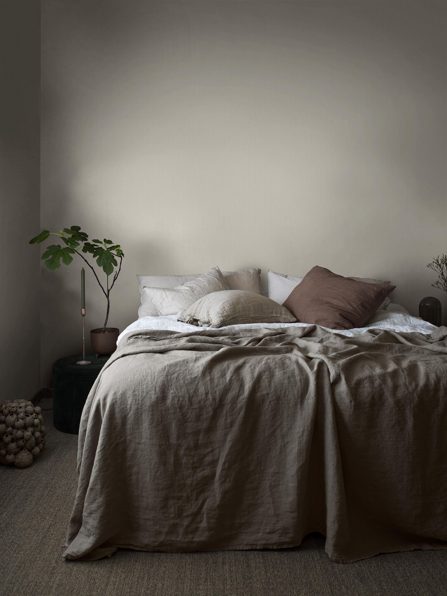 7861 Polka Stripe Light Grey and White Linen Wallpaper by Boråstapeter