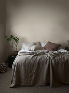 7862 Polka Stripe Light Beige and White Linen Wallpaper by Boråstapeter