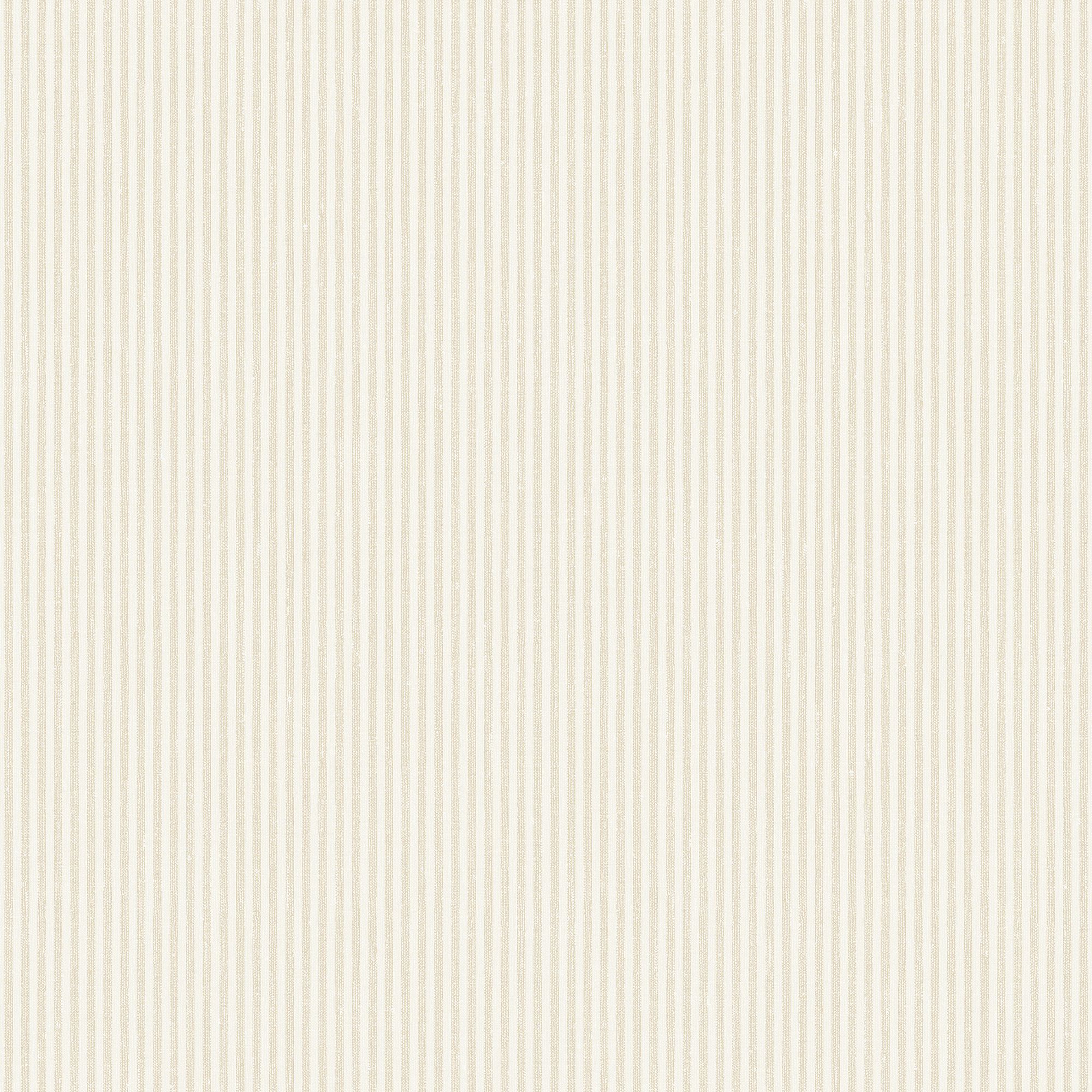 7862 Polka Stripe Light Beige and White Linen Wallpaper by Boråstapeter