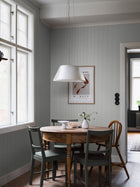 7863 Polka Stripe Light Blue and Beige Linen Wallpaper by Boråstapeter