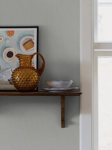 7863 Polka Stripe Light Blue and Beige Linen Wallpaper by Boråstapeter