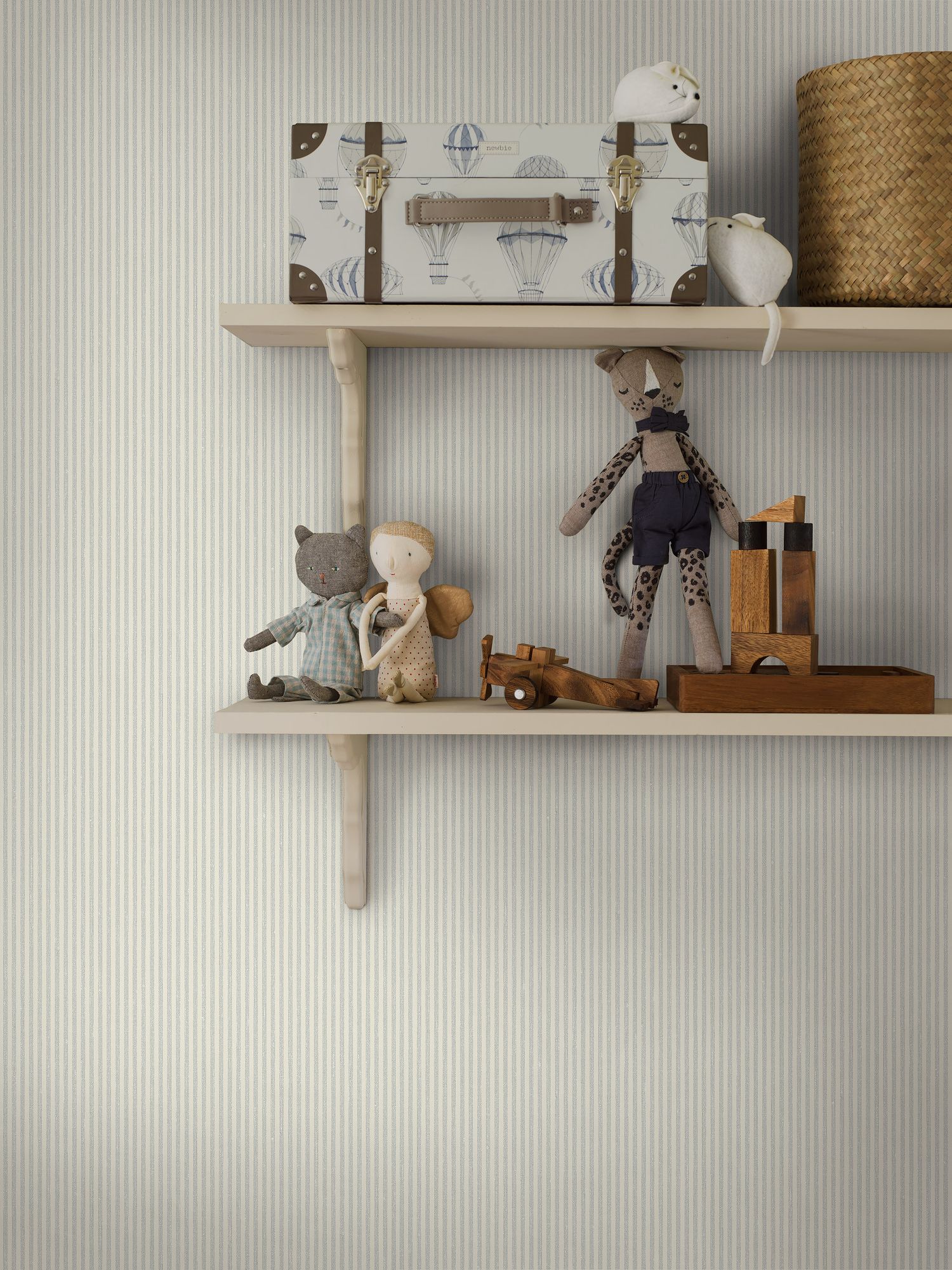 7863 Polka Stripe Light Blue and Beige Linen Wallpaper by Boråstapeter