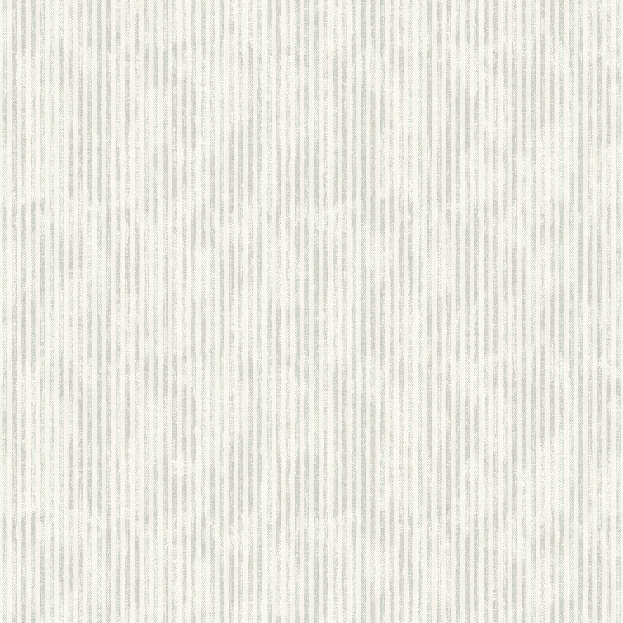 7864 Polka Stripe Light Green and White Linen Wallpaper by Boråstapeter