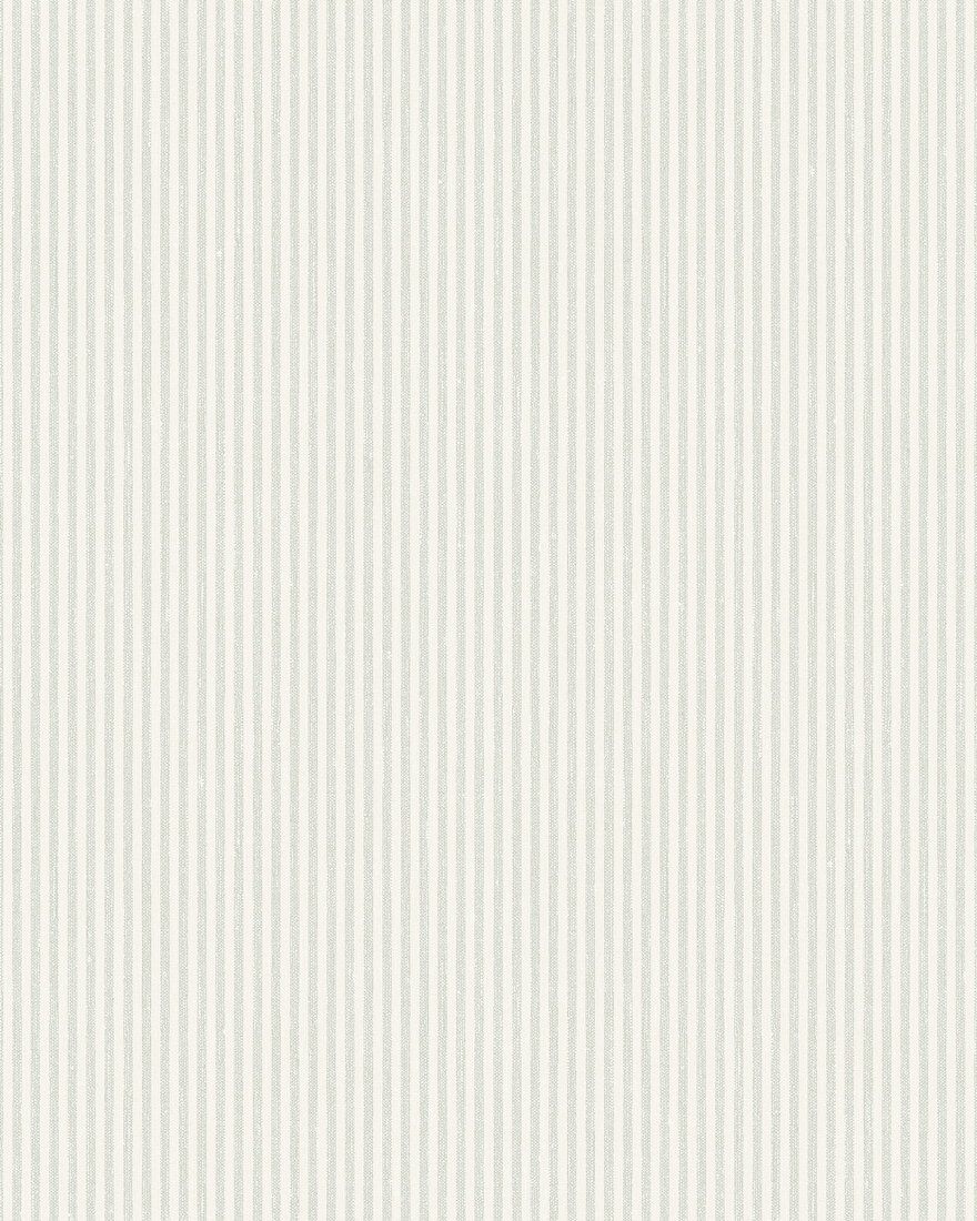 7864 Polka Stripe Light Green and White Linen Wallpaper by Boråstapeter