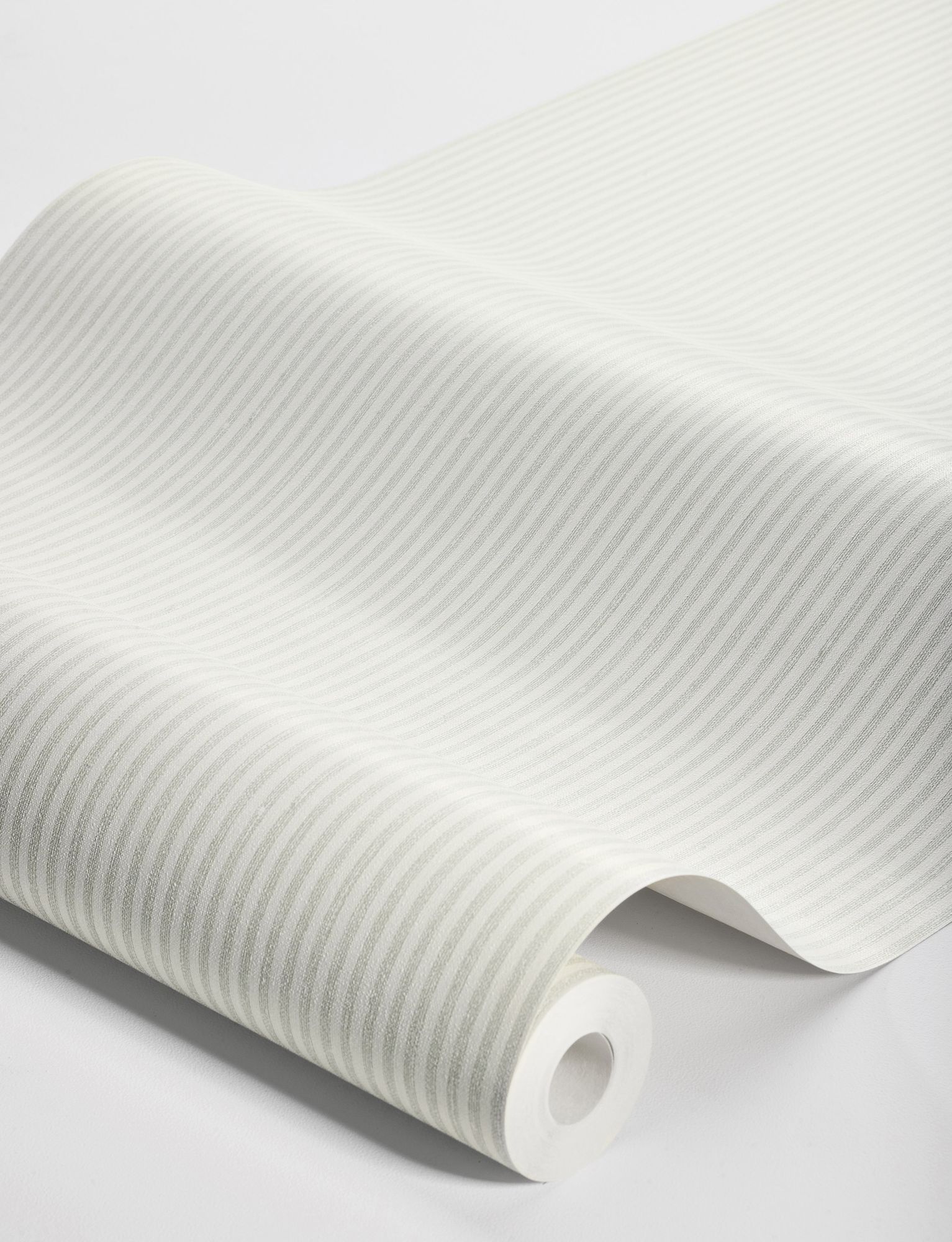 7864 Polka Stripe Light Green and White Linen Wallpaper by Boråstapeter