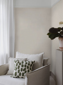 7866 Picnic Check Light Grey and White Linen Wallpaper by Boråstapeter