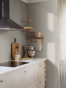 7866 Picnic Check Light Grey and White Linen Wallpaper by Boråstapeter