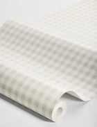 7866 Picnic Check Light Grey and White Linen Wallpaper by Boråstapeter