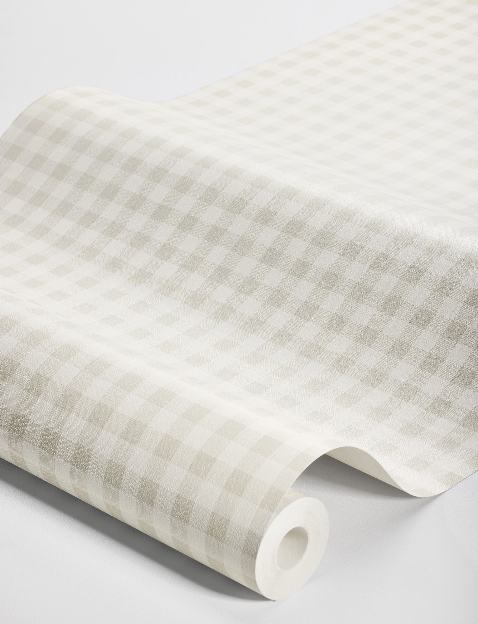 7866 Picnic Check Light Grey and White Linen Wallpaper by Boråstapeter