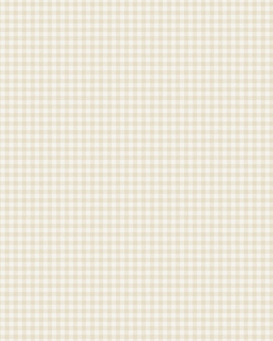 7867 Picnic Check Light Beige and White Linen Wallpaper by Boråstapeter