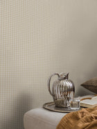 7867 Picnic Check Light Beige and White Linen Wallpaper by Boråstapeter