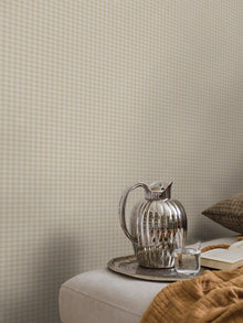 7867 Picnic Check Light Beige and White Linen Wallpaper by Boråstapeter