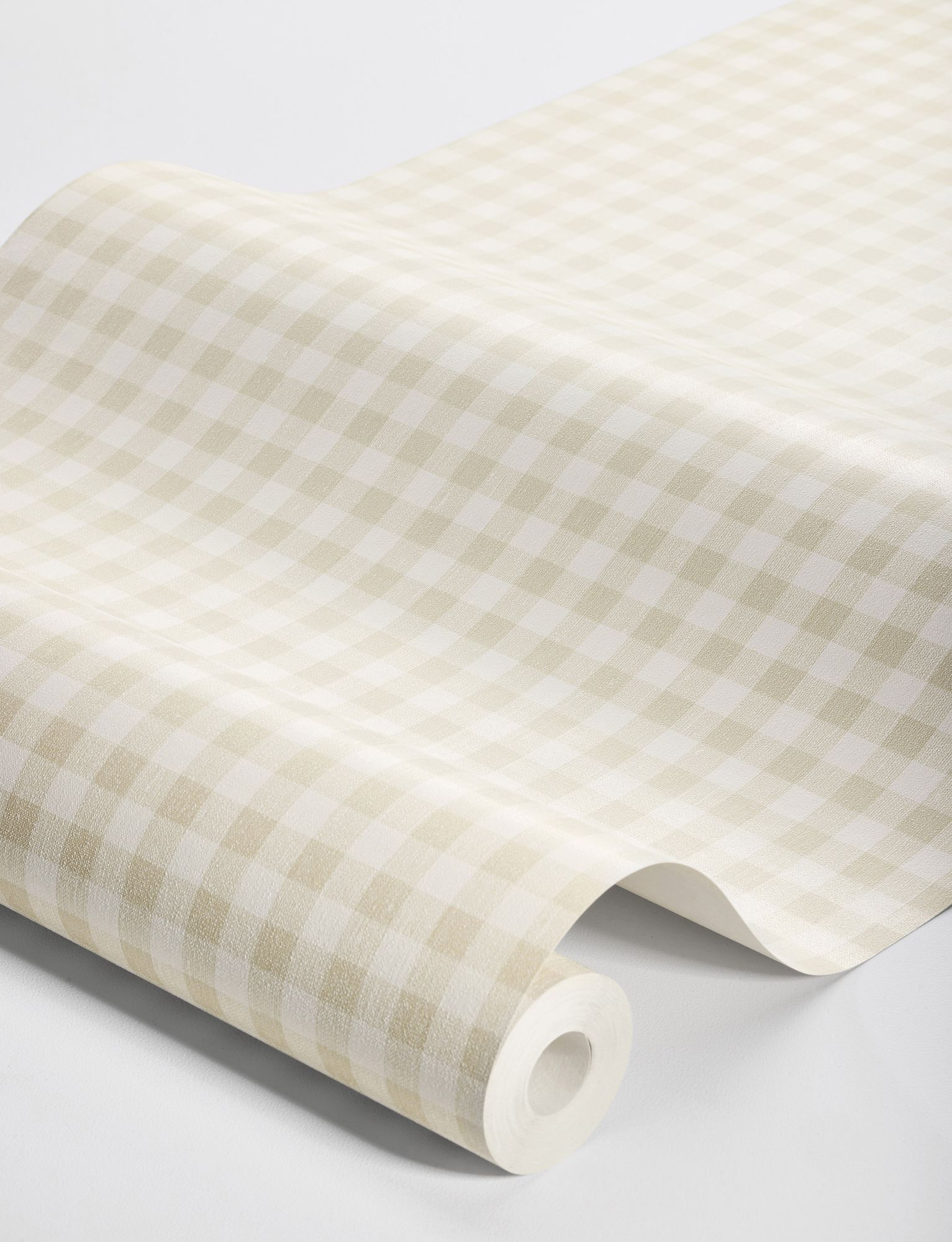 7867 Picnic Check Light Beige and White Linen Wallpaper by Boråstapeter