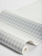 7868 Picnic Check Light Blue and White Linen Wallpaper by Boråstapeter