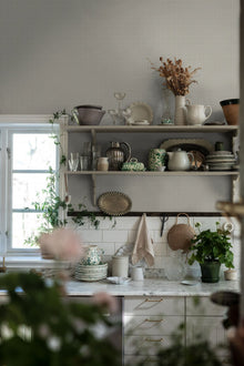 7869 Picnic Check Light Green and White Linen Wallpaper by Boråstapeter