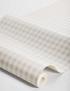7870 Picnic Check Light Pink and White Linen Wallpaper by Boråstapeter