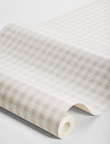 7870 Picnic Check Light Pink and White Linen Wallpaper by Boråstapeter