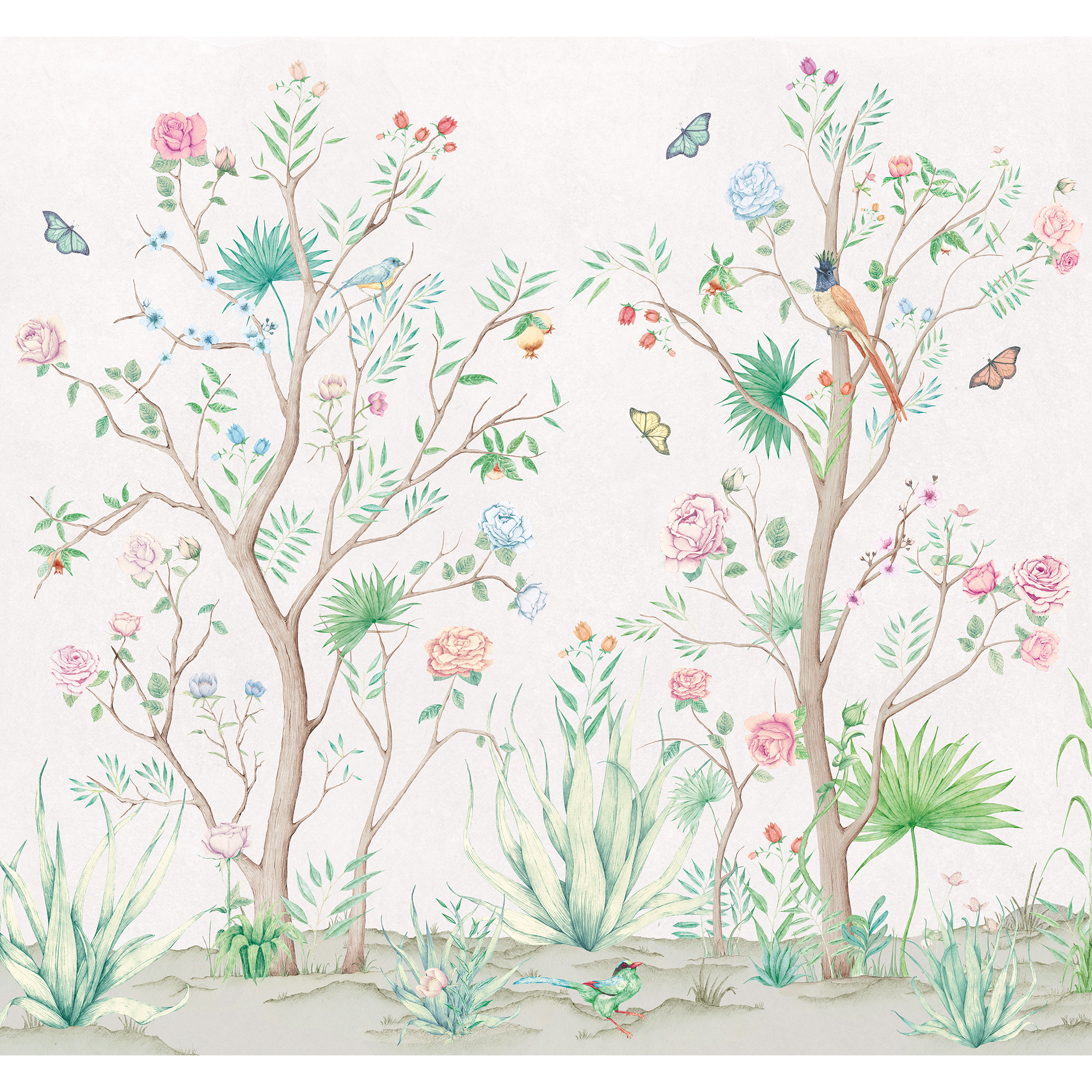 Peonies Pure Random Chinoiseries II Mural by Coordonné (300x280cm)