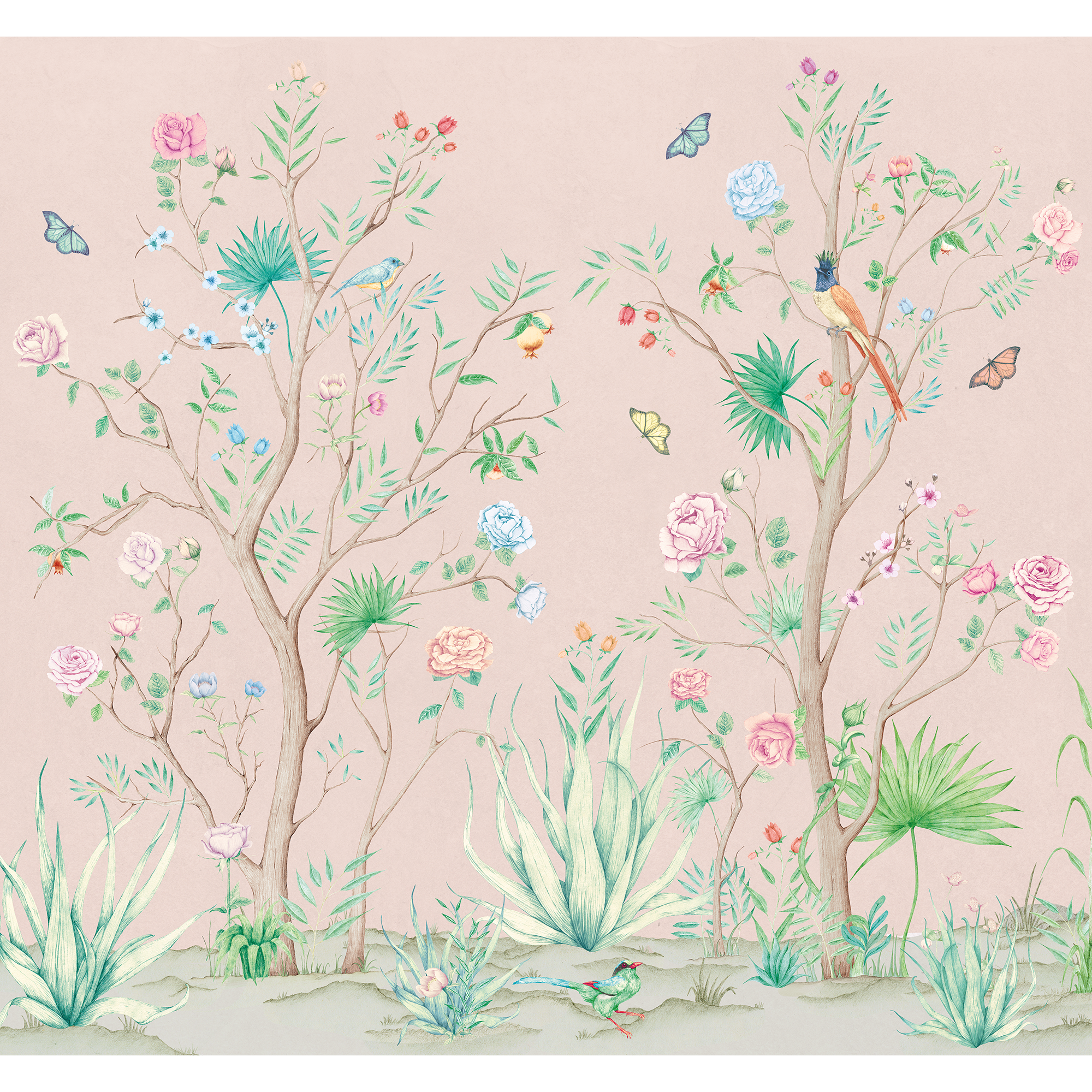 Peonies Rose Random Chinoiseries II Mural by Coordonné (300x280cm)