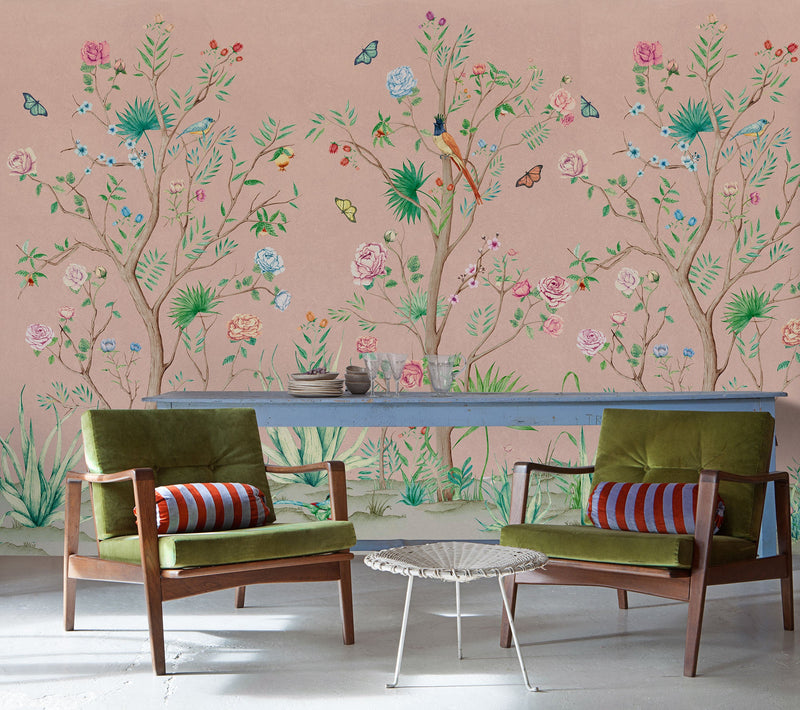 Peonies Rose Random Chinoiseries II Mural by Coordonné (300x280cm)