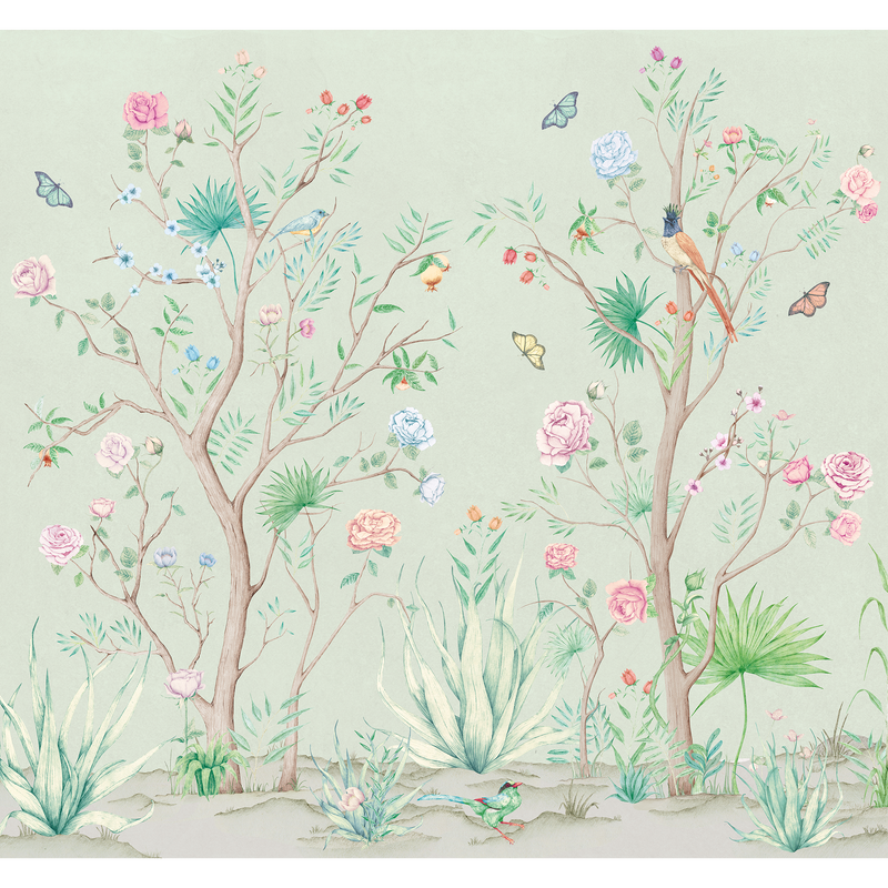 Peonies Aloe Random Chinoiseries II Mural by Coordonné (300x280cm)