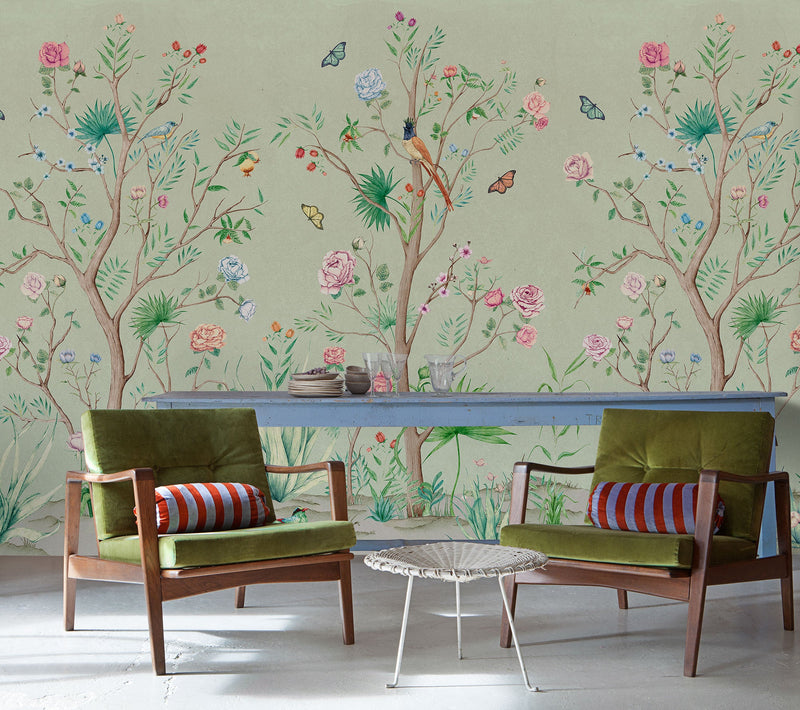 Peonies Aloe Random Chinoiseries II Mural by Coordonné (300x280cm)
