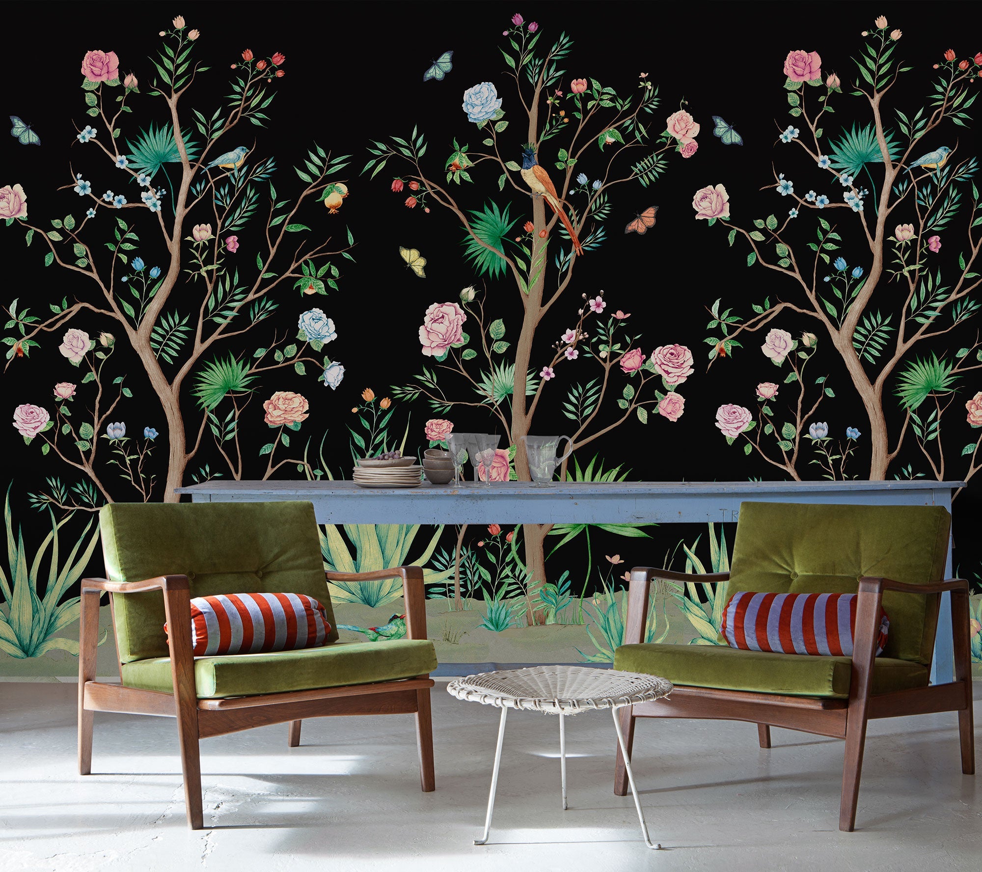 Peonies Coal Random Chinoiseries II Mural by Coordonné (300x280cm)