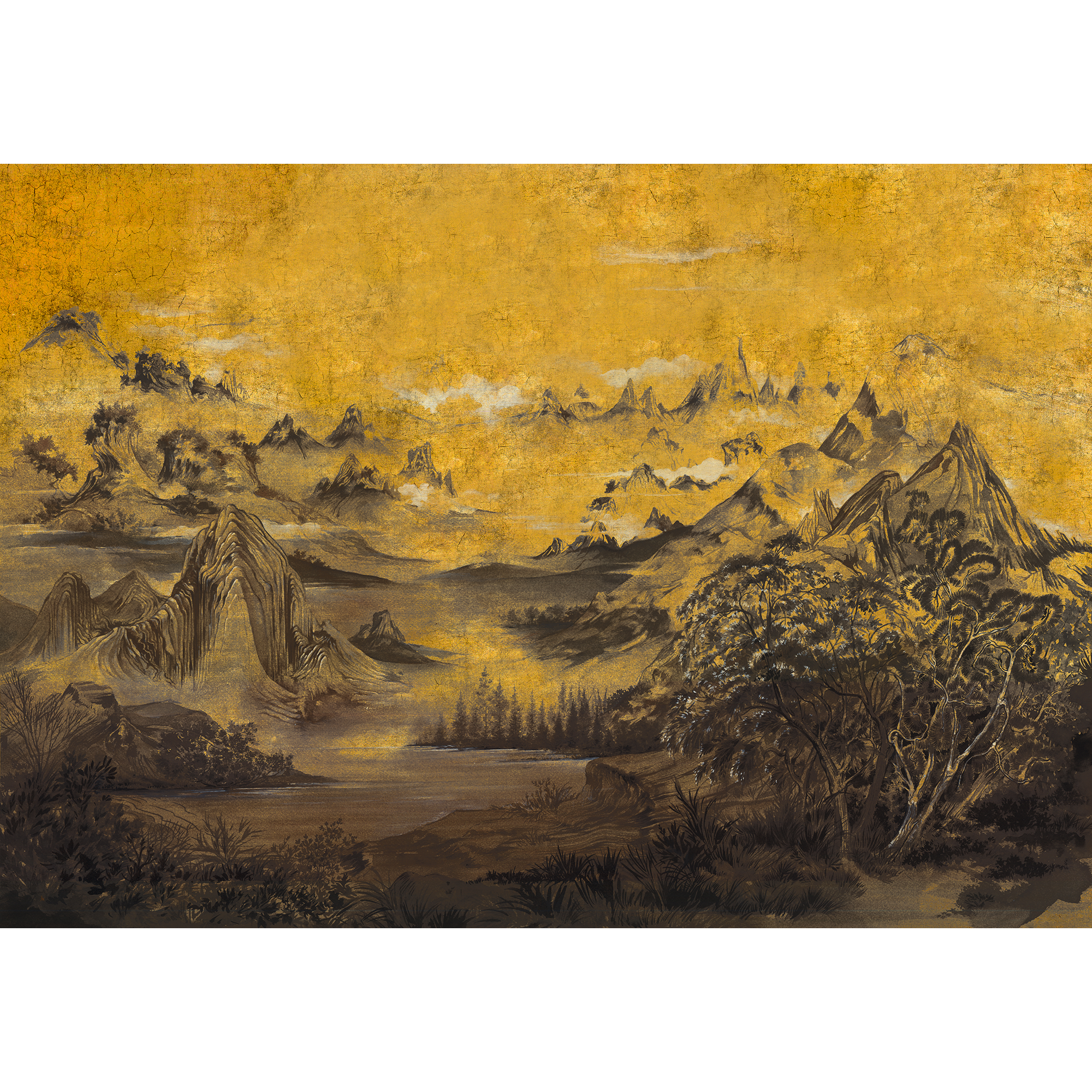Kami Chai (Gold) Random Chinoiseries II Mural by Coordonné (400x280cm)