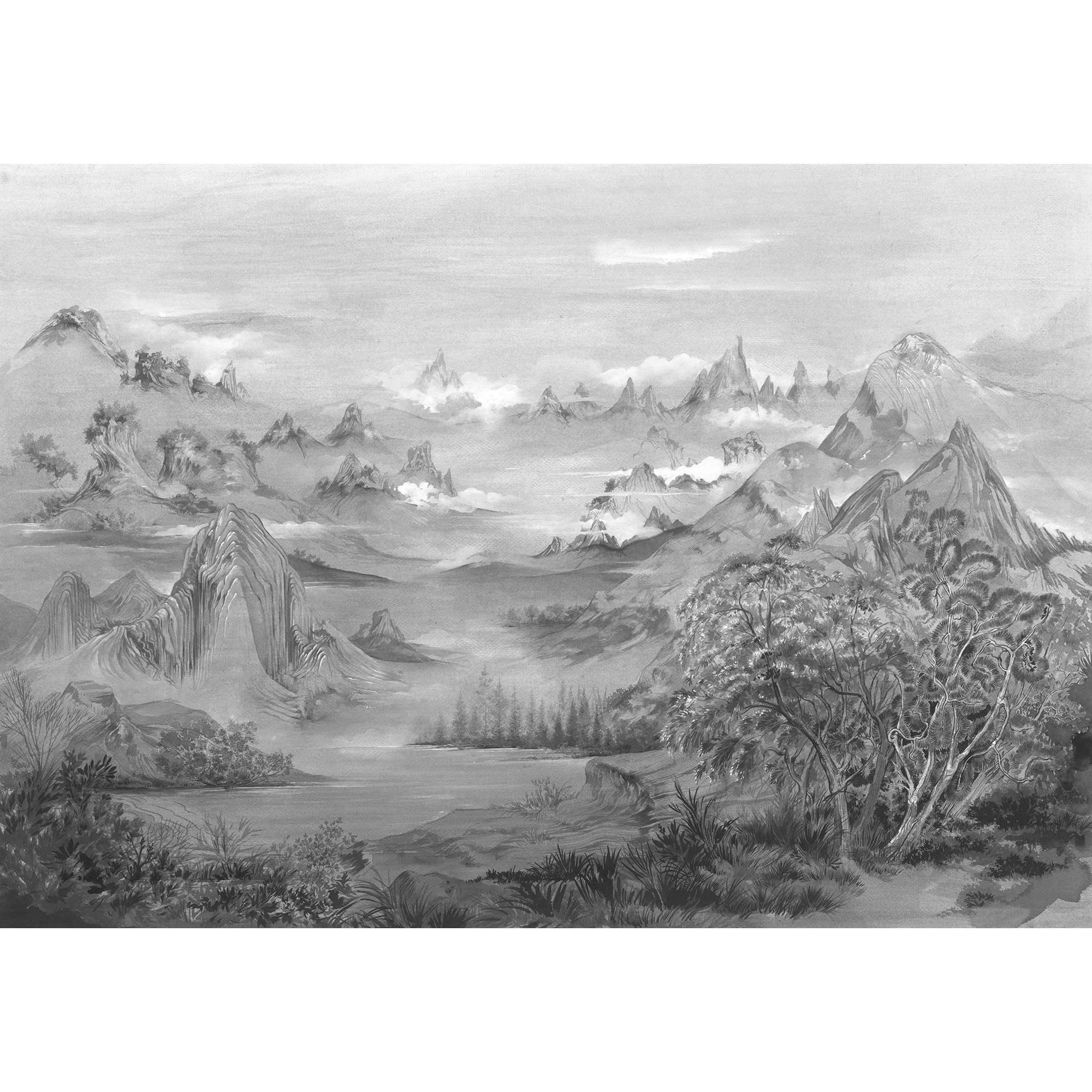 Kami Chia Seed Random Chinoiseries II Mural by Coordonné (400x280cm)