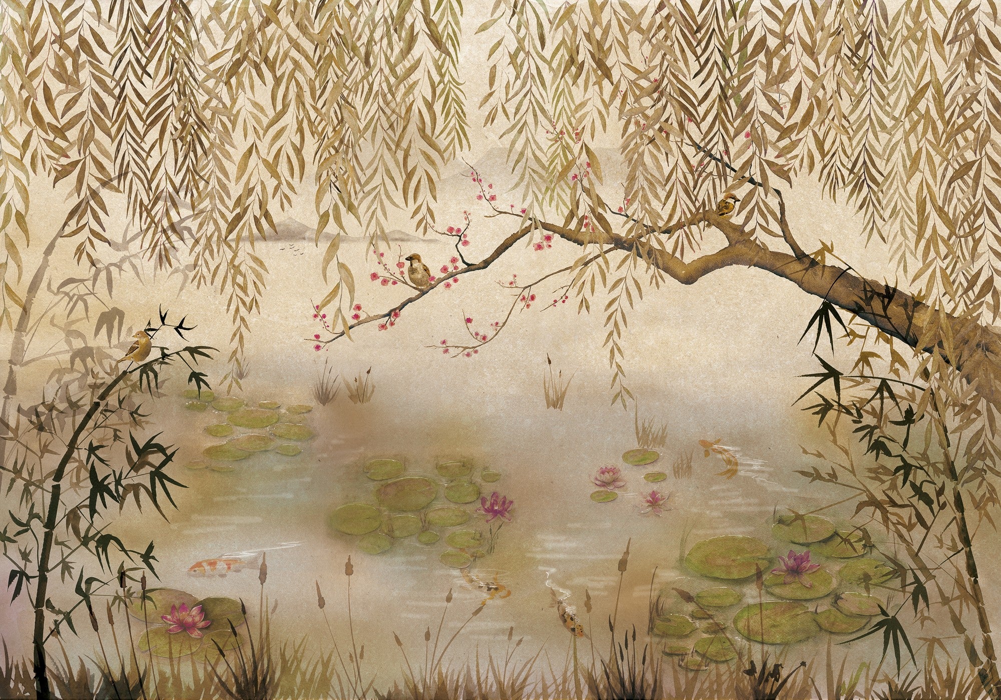 7900041 Lotus Clow Random Chinoiseries Mural by Coordonné