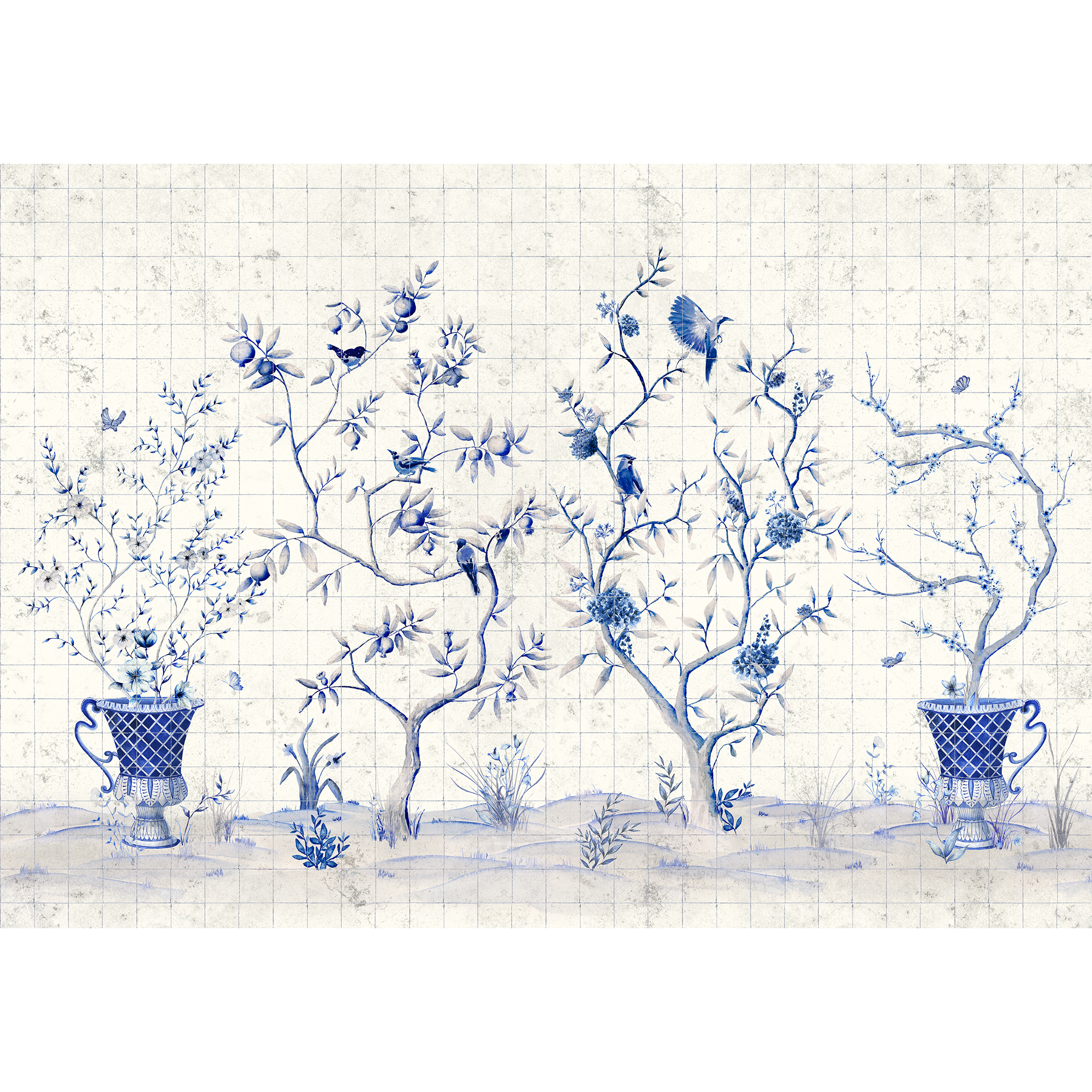 Meihua Blue Spirulina Random Papers Issue Mural by Coordonné