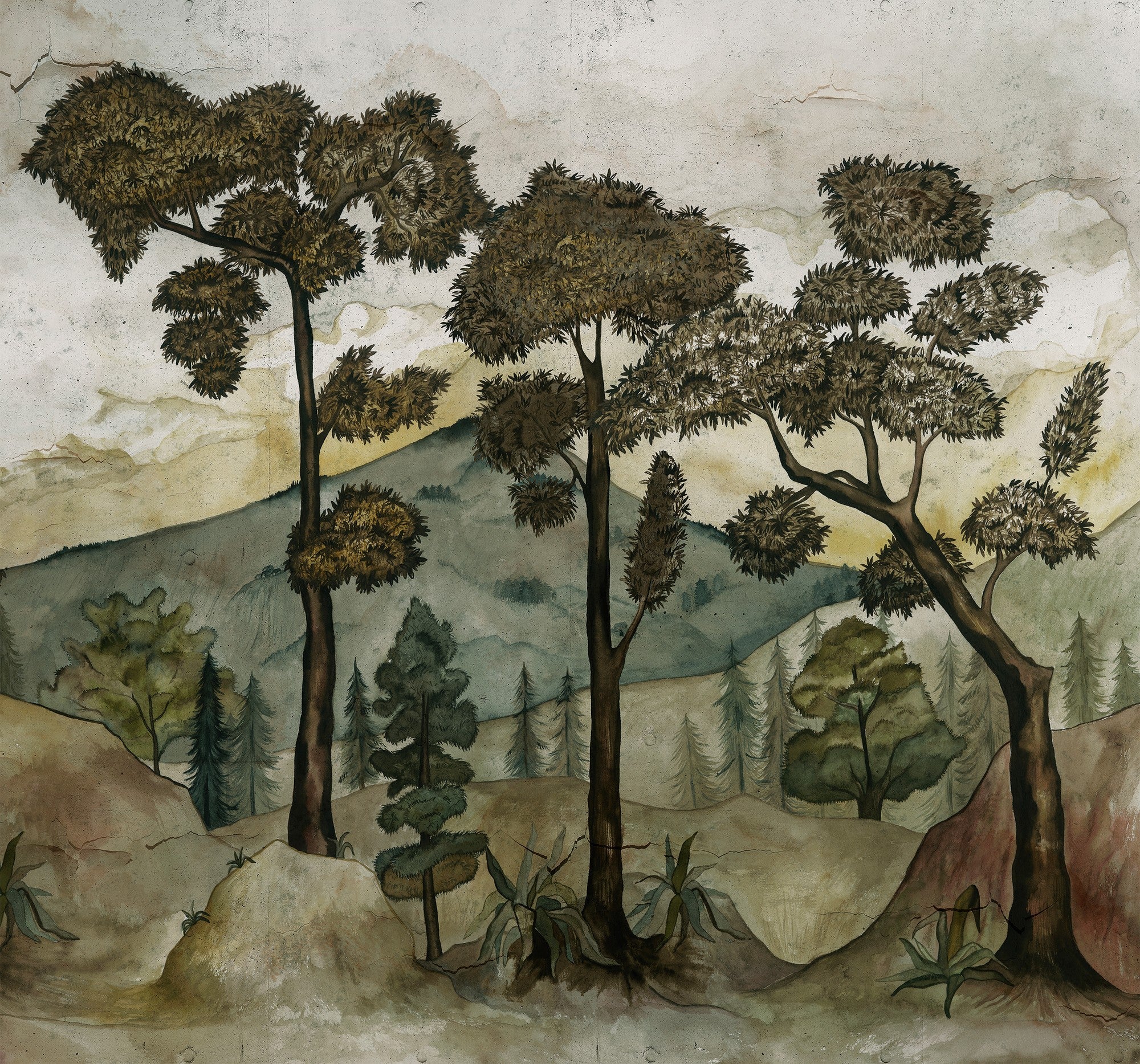 7900061 Taklamakán Aloe (300 × 280 cm) Random Chinoiseries Mural by Coordonné
