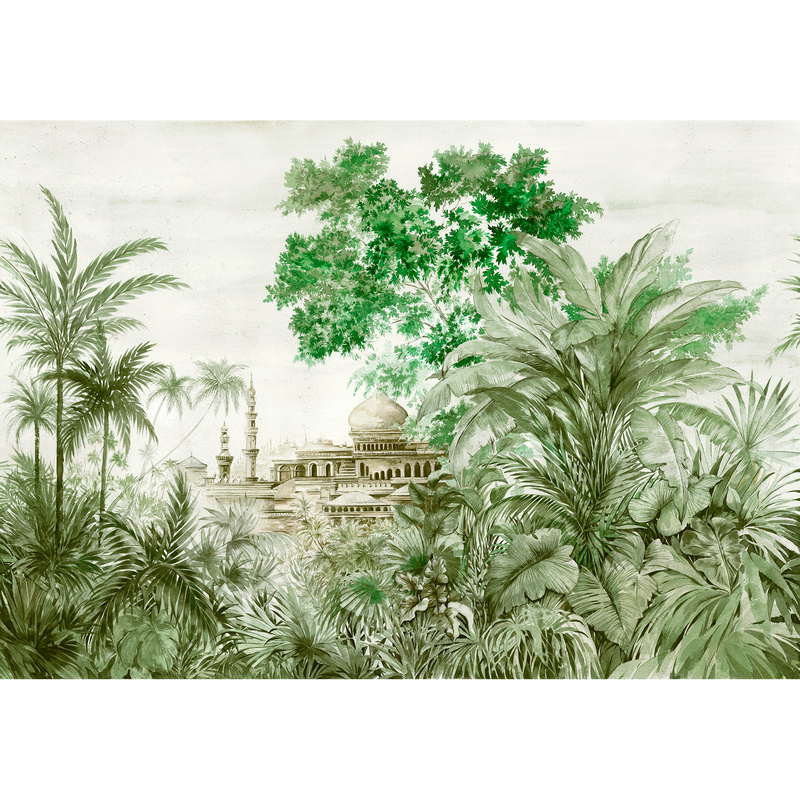 Taj Mahal Aloe Random Chinoiseries II Mural by Coordonné (400x280cm)