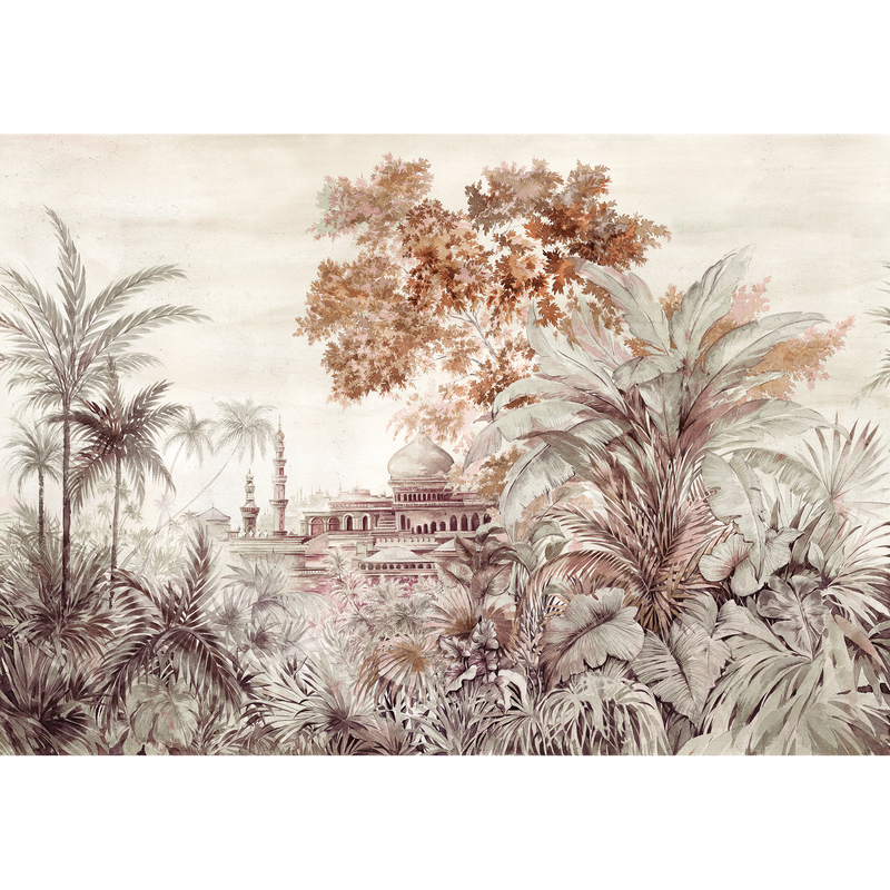 Taj Mahal Rose Random Chinoiseries II Mural by Coordonné (400x280cm)