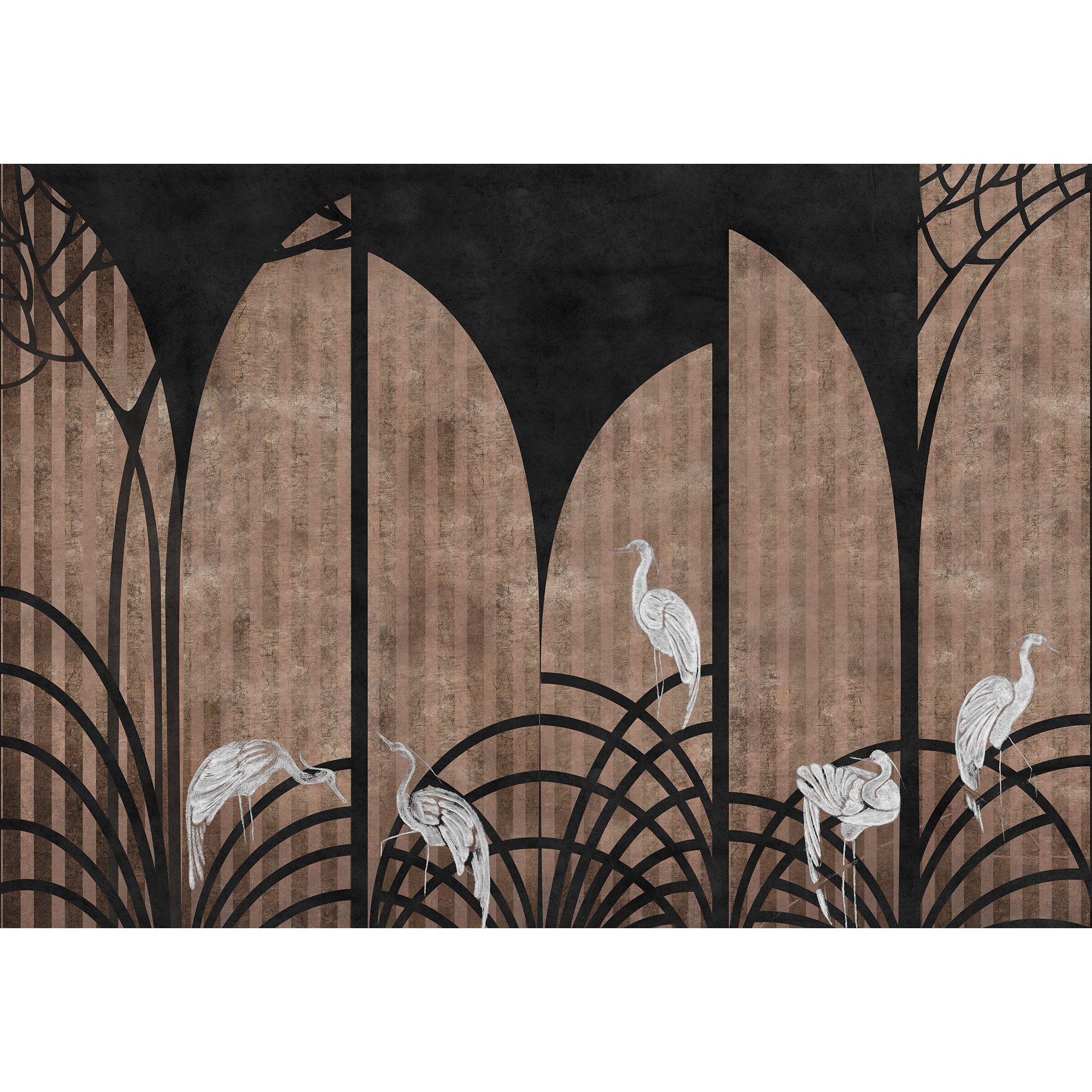 Tassel Coal Random Chinoiseries Mural by Coordonné