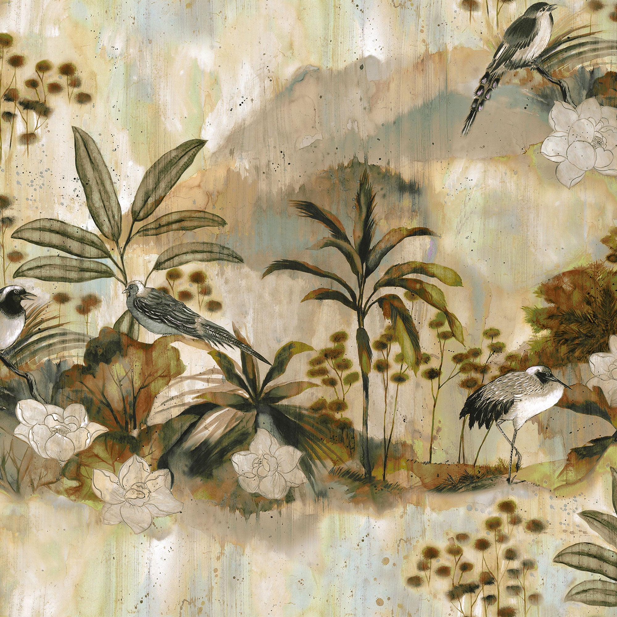 Nara Cardamom (50 × 1000 cm) Random Chinoiseries Mural by Coordonné
