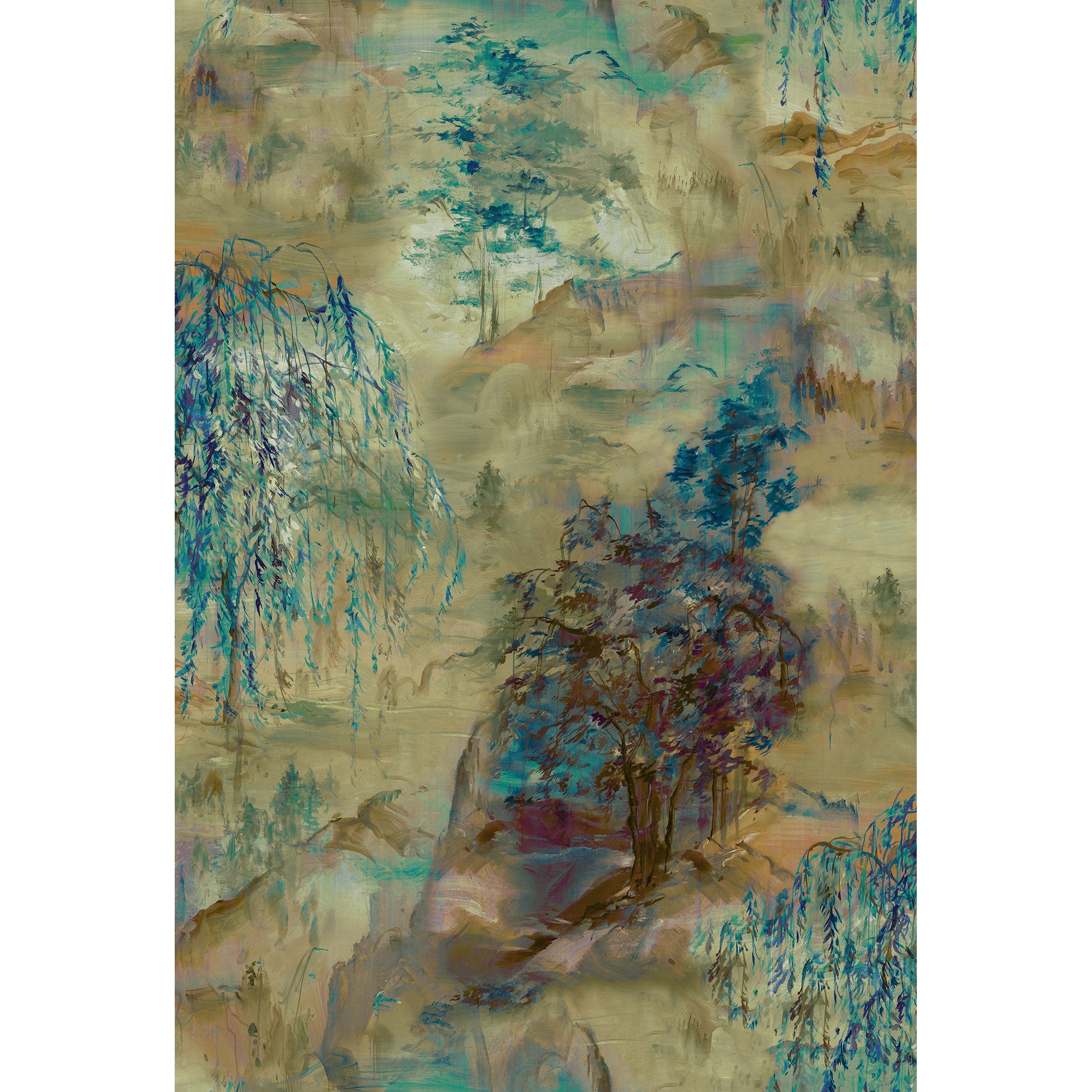Dunhuang Blue Spirulina (50 × 1000 cm) Random Chinoiseries Mural by Coordonné