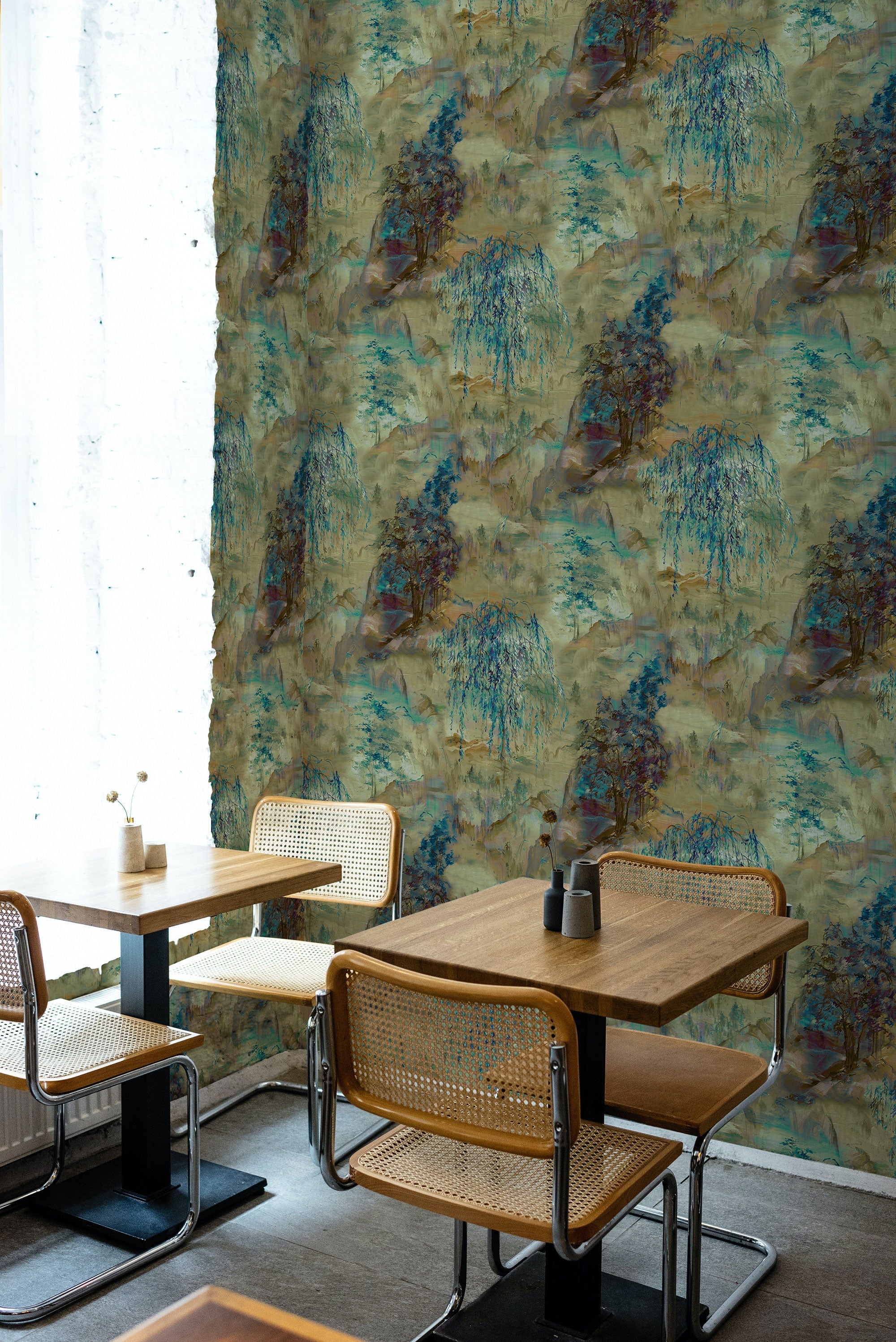 Dunhuang Blue Spirulina (50 × 1000 cm) Random Chinoiseries Mural by Coordonné