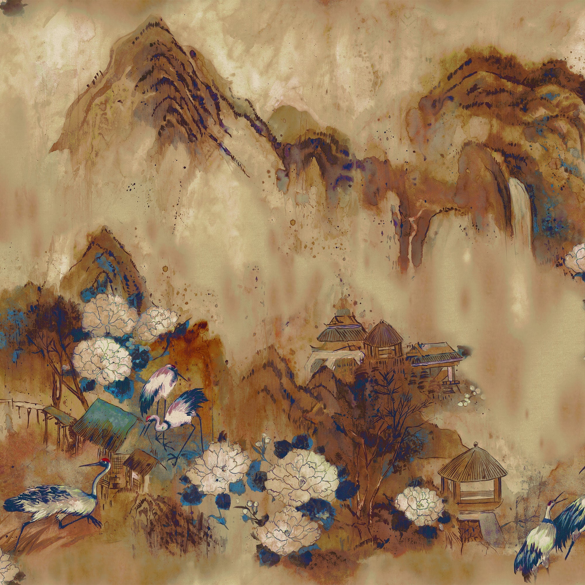 Kasgar Blue Spirulina Random Papers Issue Mural by Coordonné