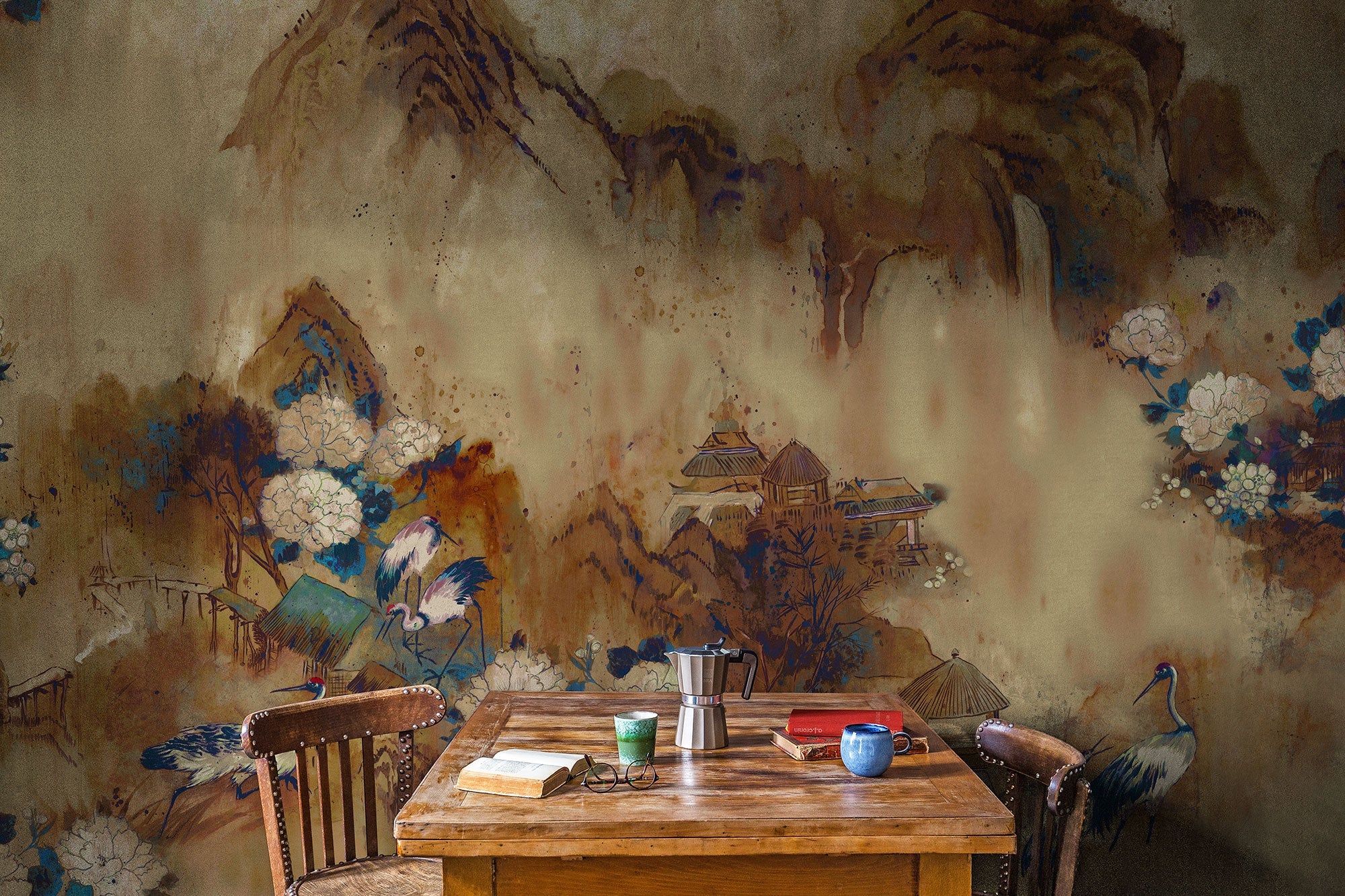 Kasgar Blue Spirulina Random Papers Issue Mural by Coordonné